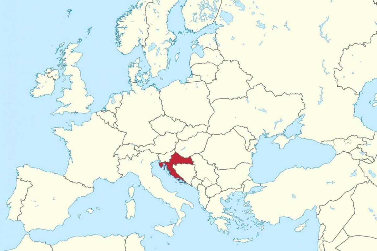 Map showing Croatia's position in Europe