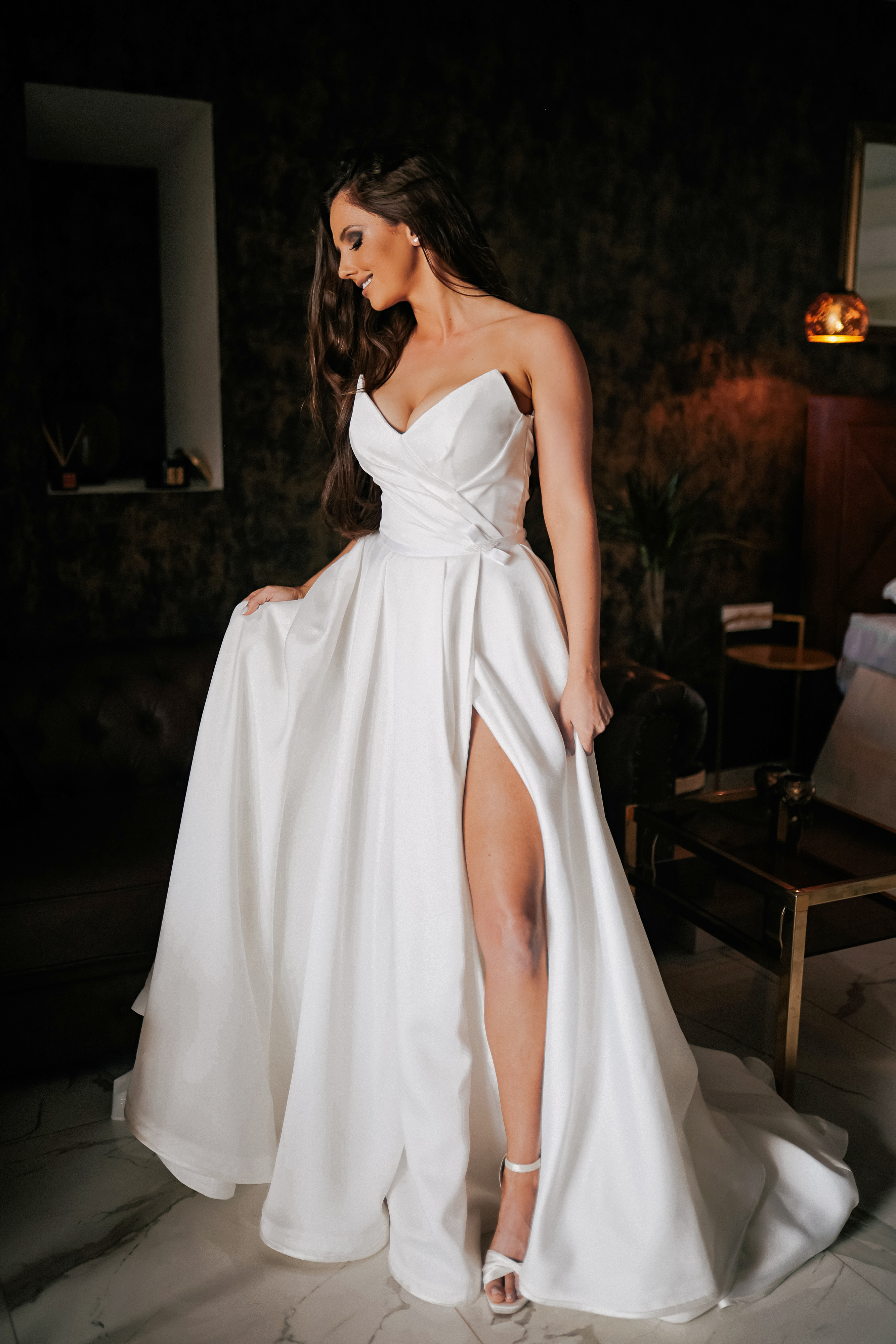 Elisha in a wedding dress